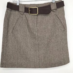 Fenn Wright Mason Brown Tweed Belted Mini Skirt